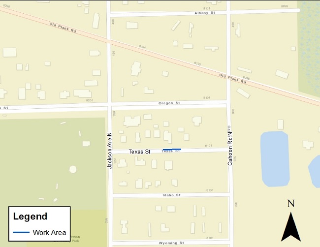 Texas Street Water Main Extension Map